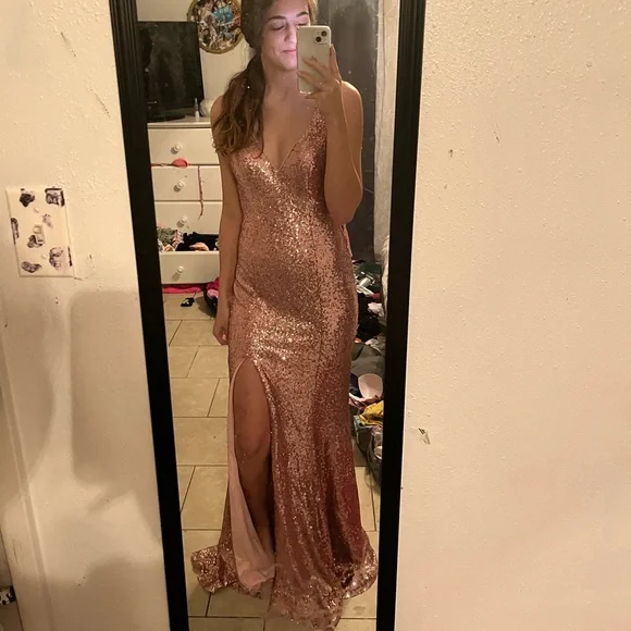 rose gold cape dress Luxury Crystal Rose Gold Evening Dress with Cape SS589 main image 1